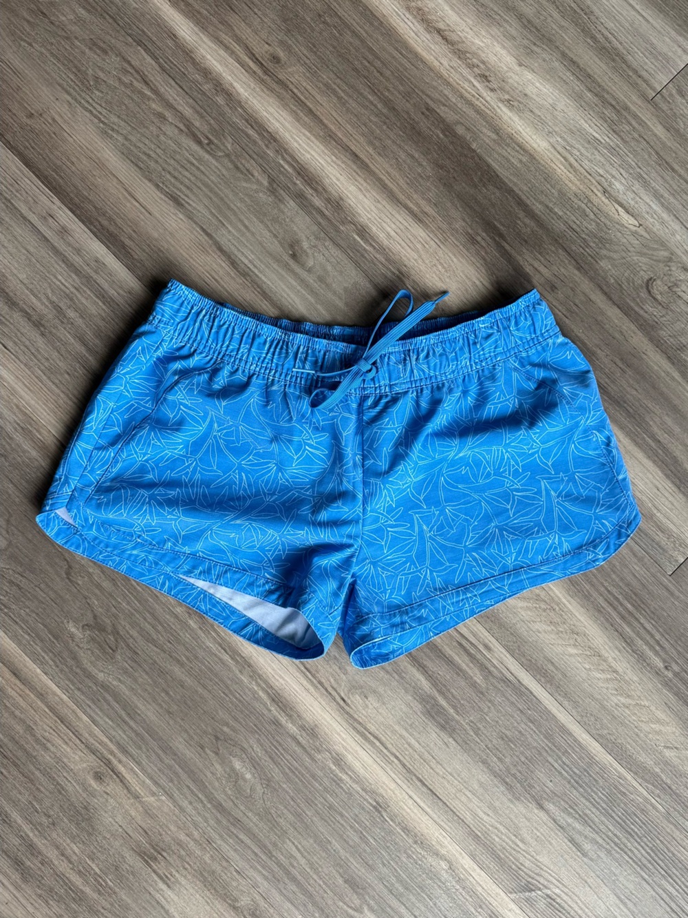 Prana Sky Blue Leaf-Print Swim Shorts